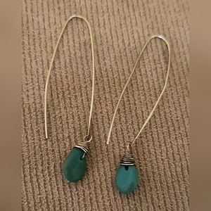 Silver wire and turquoise  colored stone earrings